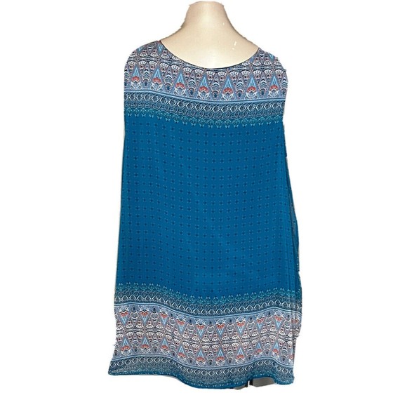 C EST 1946 Womens Sleeveless Shift Blouse Top Teal Sheer Layer Plus Size 18/20W - Picture 3 of 12